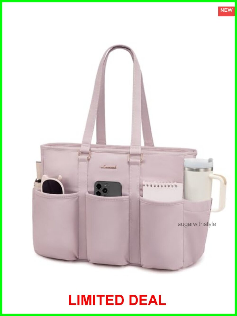 Tote Bag Laptop 15.6 Inch with Cup Holder Waterproof Multi-Pocket